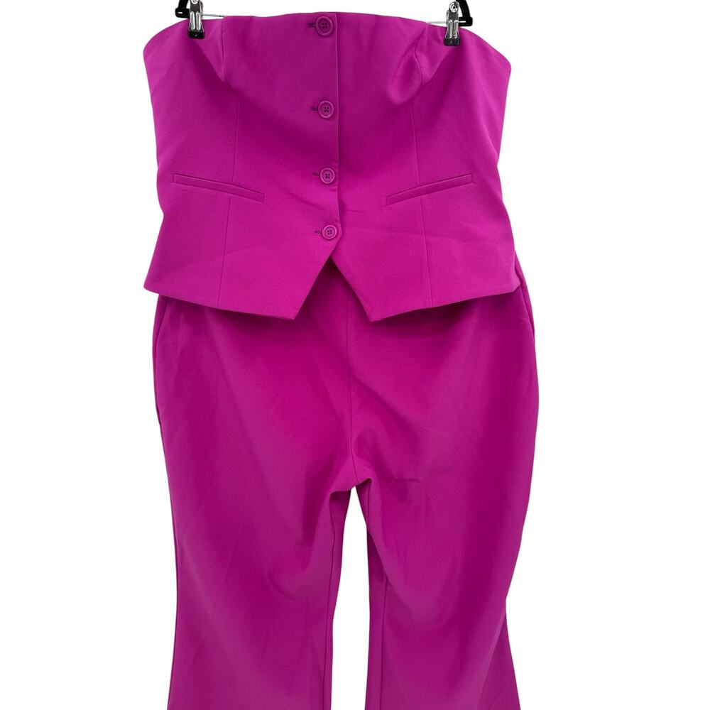 Nasty Gal Plus Premium Bustier Tailored Jumpsuit Magenta Pink‎ Plus Size US 20 - Picture 4 of 11